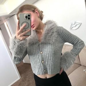 Winter fuzzy trim fashion shirt